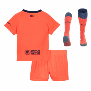 Kid's Barcelona Third Away Soccer Jersey Kit(Jersey+Shorts+Socks) 25/26 Orange