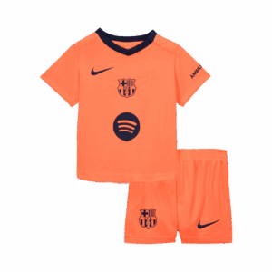 Kid's Barcelona Third Away Soccer Jersey Kit 25/26 Orange