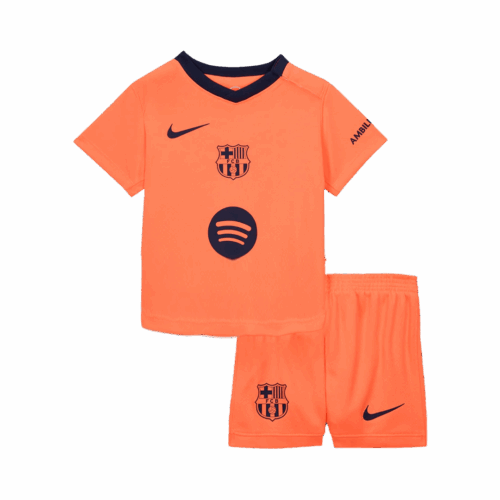 Kid's Barcelona Third Away Soccer Jersey Kit 25/26 Orange