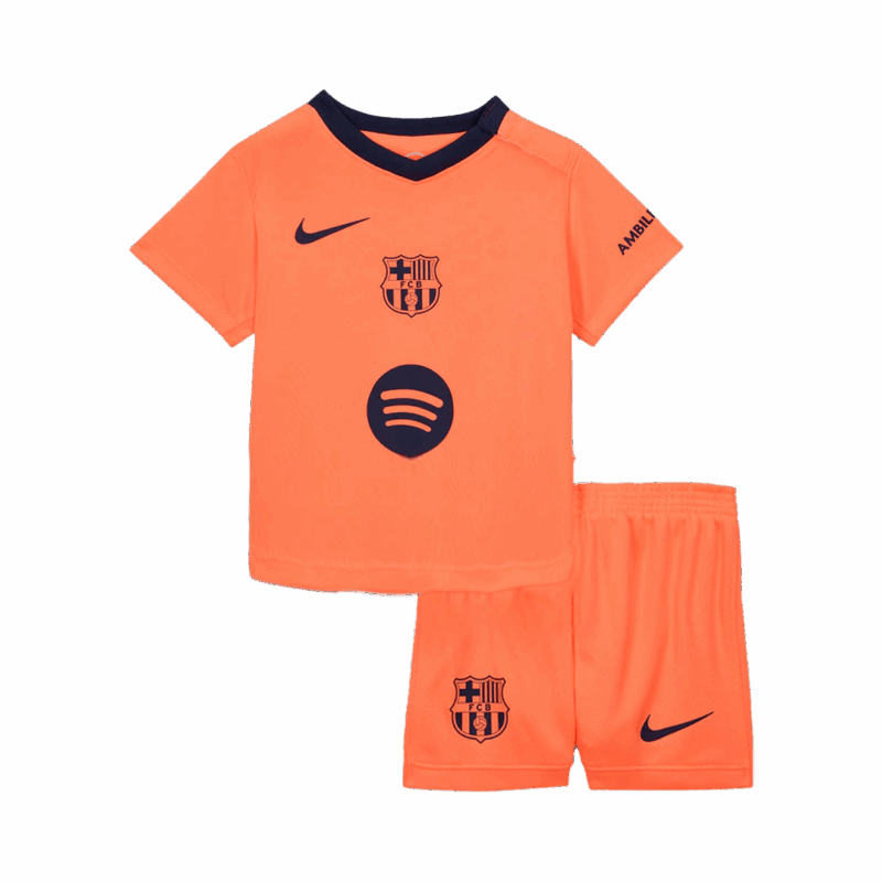 Kid's Barcelona Third Away Soccer Jersey Kit 25/26 Orange
