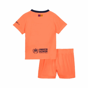 Kid's Barcelona Third Away Soccer Jersey Kit 25/26 Orange