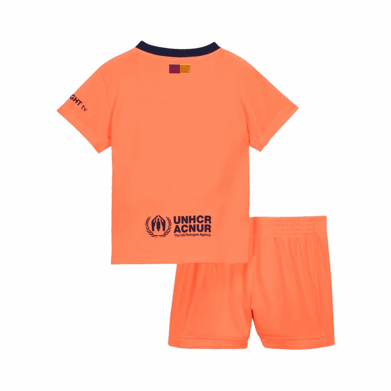 Kid's Barcelona Third Away Soccer Jersey Kit 25/26 Orange