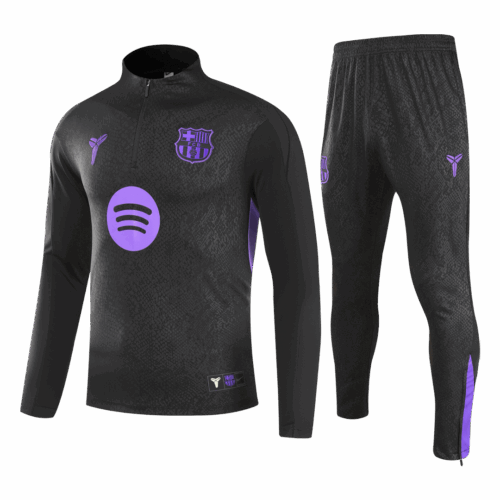 Kid's Barcelona Zipper Sweatshirt Kit(Top+Pants) 25/26 Black