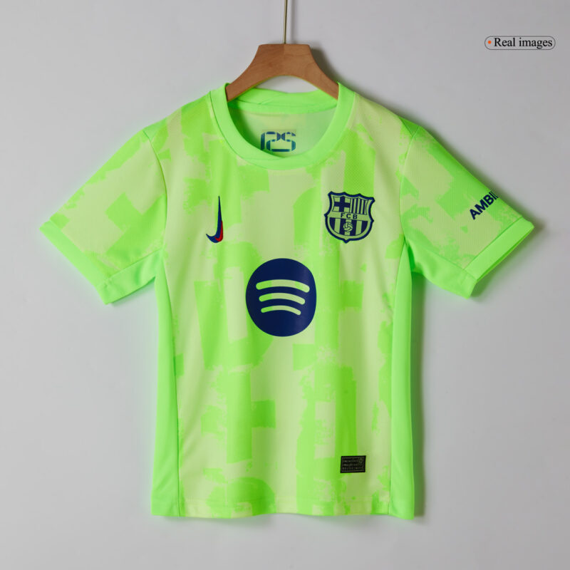 Barcelona Third Away Kids Soccer Jerseys Kit 2024/25 - UCL (Spotify Logo Without Text)