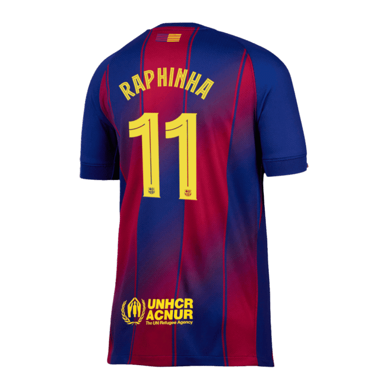 RAPHINHA #11 Barcelona Home Soccer Jersey 2025/26 -UCL