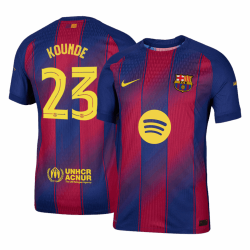 KOUNDE #23 Authentic Barcelona Home Soccer Jersey 2025/26 Red&Blue - UCL
