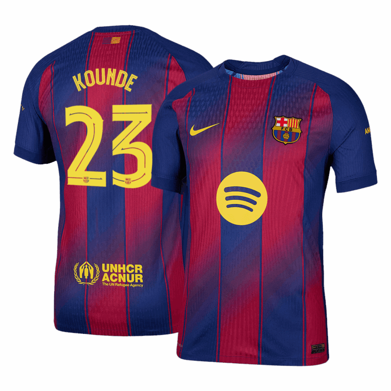 KOUNDE #23 Authentic Barcelona Home Soccer Jersey 2025/26 Red&Blue - UCL