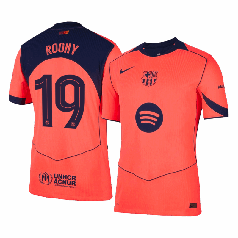 ROONY #19 Authentic Barcelona Third Away Soccer Jersey 25/26 Orange- UCL