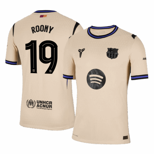 ROONY #19 Authentic Barcelona Away Soccer Jersey 2025/26 Yellow - UCL