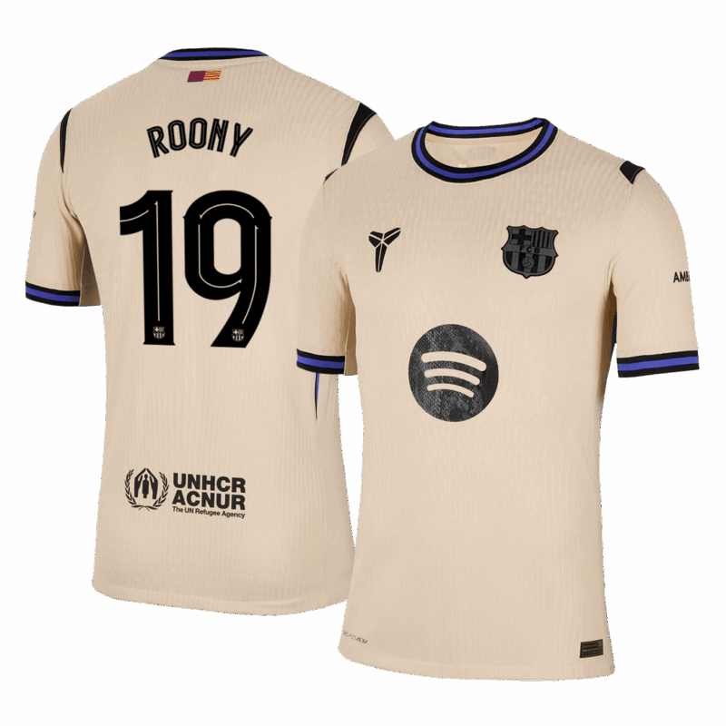 ROONY #19 Authentic Barcelona Away Soccer Jersey 2025/26 Yellow - UCL