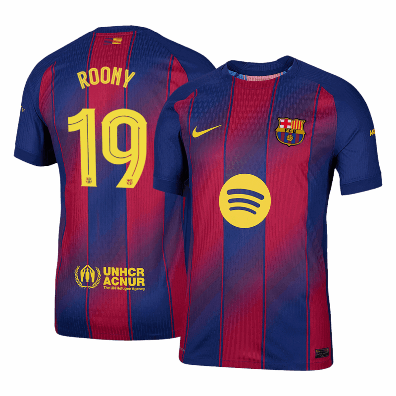 ROONY #19 Authentic Barcelona Home Soccer Jersey 2025/26 Red&Blue - UCL
