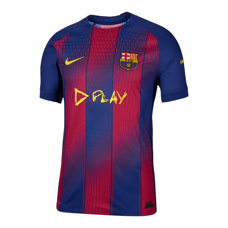 613443_1 Authentic Barcelona X Ed Sheeran Home Soccer Jersey 25/26 Red&Blue