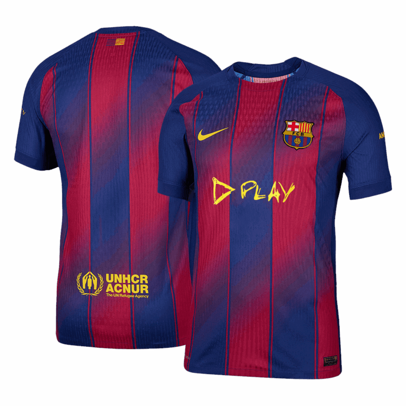 613443_3 Authentic Barcelona X Ed Sheeran Home Soccer Jersey 25/26 Red&Blue