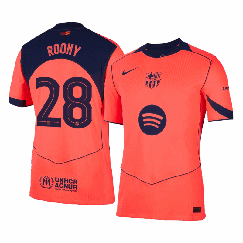 ROONY #28 Authentic Barcelona Third Away Soccer Jersey 25/26 Orange