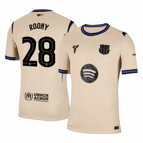 ROONY #28 Authentic Barcelona Away Soccer Jersey 2025/26 Yellow- UCL