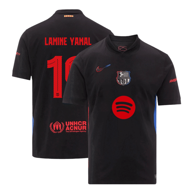 LAMINE YAMAL #19 Barcelona Away Soccer Jersey 2024/25 - UCL (Spotify Logo Without Text)