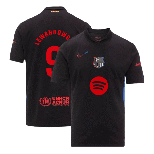 LEWANDOWSKI #9 Barcelona Away Soccer Jersey 2024/25- Spotify Logo Without Text