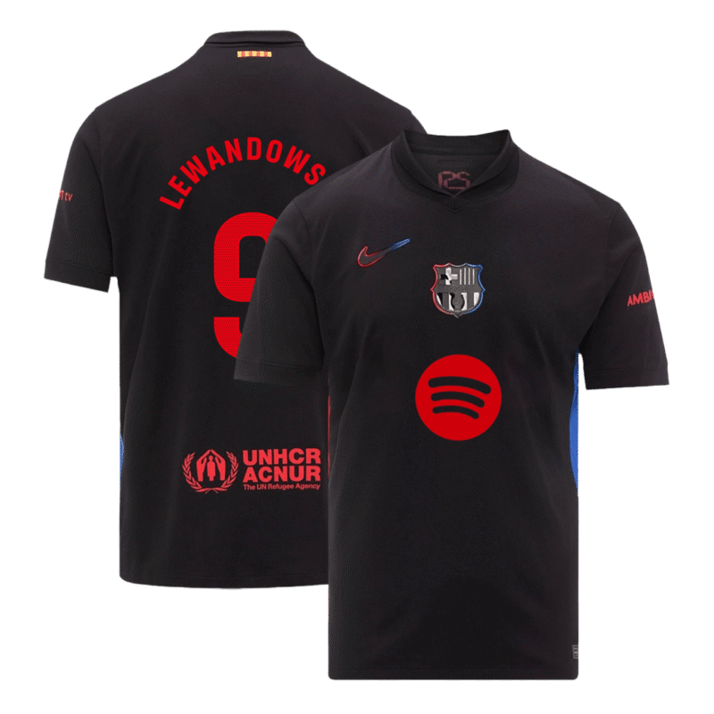 LEWANDOWSKI #9 Barcelona Away Soccer Jersey 2024/25- Spotify Logo Without Text