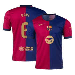 GAVI #6 Barcelona Home Soccer Jersey 2024/25 - Spotify Logo Without Text