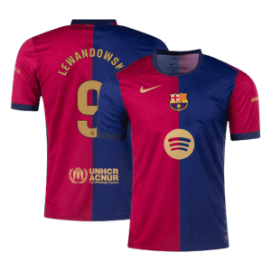 LEWANDOWSKI #9 Barcelona Home Soccer Jersey 2024/25 - Spotify Logo Without Text