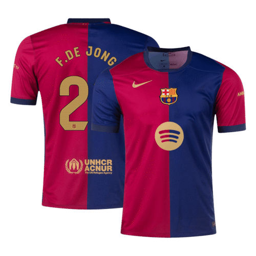 F.DE JONG #21 Barcelona Home Soccer Jersey 2024/25 - Spotify Logo Without Text