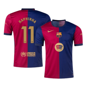 RAPHINHA #11 Barcelona Home Soccer Jersey 2024/25 - Spotify Logo Without Text