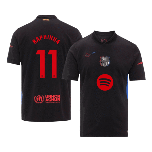 RAPHINHA #11 Barcelona Away Soccer Jersey 2024/25 - Spotify Logo Without Text