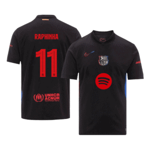 RAPHINHA #11 Barcelona Away Soccer Jersey 2024/25 - UCL (Spotify Logo Without Text)