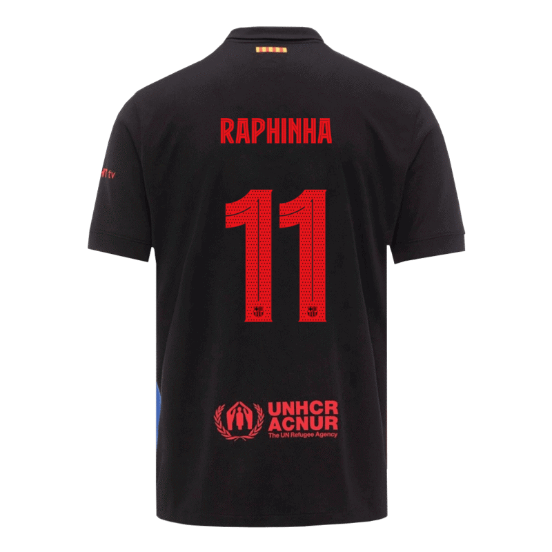 RAPHINHA #11 Barcelona Away Soccer Jersey 2024/25 - UCL (Spotify Logo Without Text)
