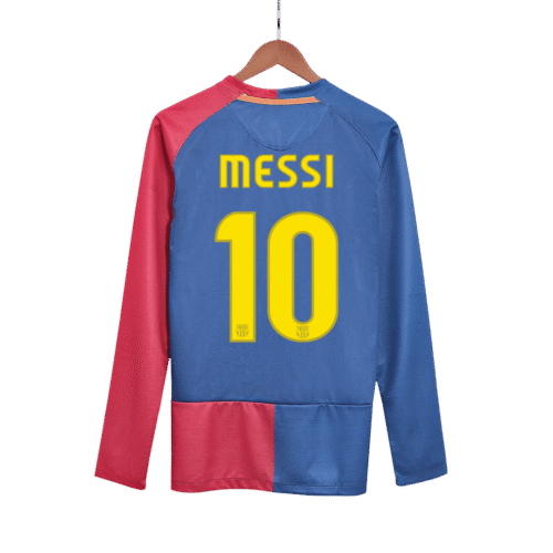 Vintage Soccer Jersey MESSI #10 Barcelona Home Long Sleeve 2008/09 - UCL Final