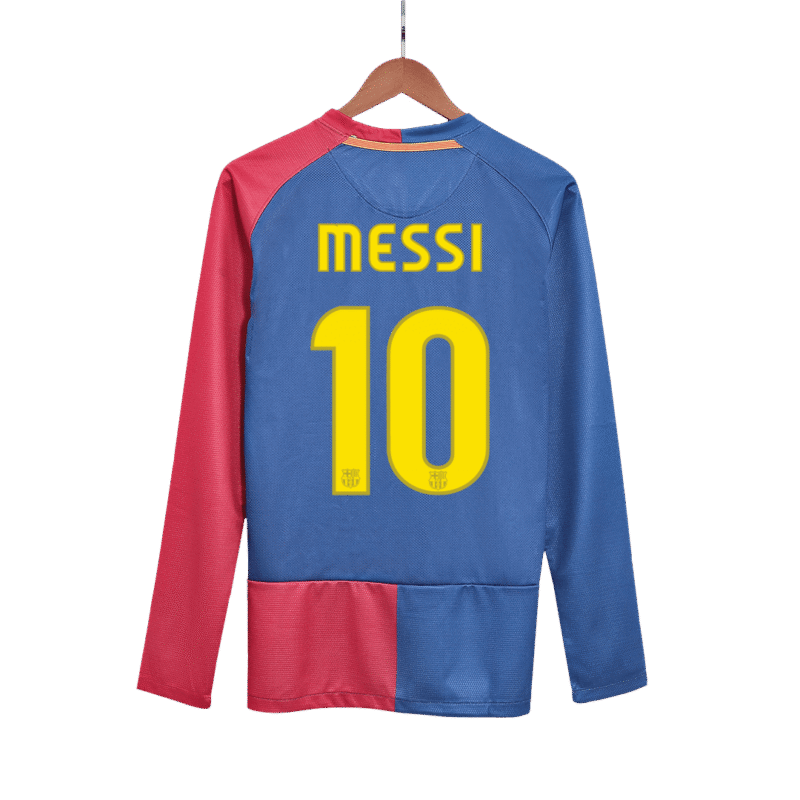 Vintage Soccer Jersey MESSI #10 Barcelona Home Long Sleeve 2008/09 - UCL Final