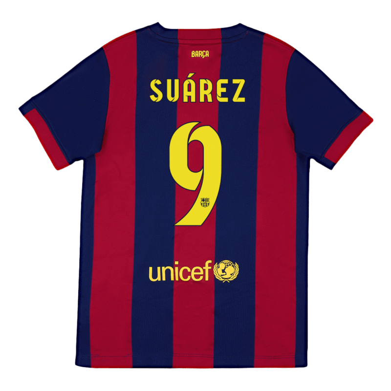 Vintage Soccer Jersey SUÁREZ #9 Barcelona Home 2014/15