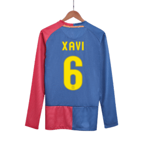 Vintage Soccer Jersey XAVI #6 Barcelona Home Long Sleeve 2008/09 - UCL Final