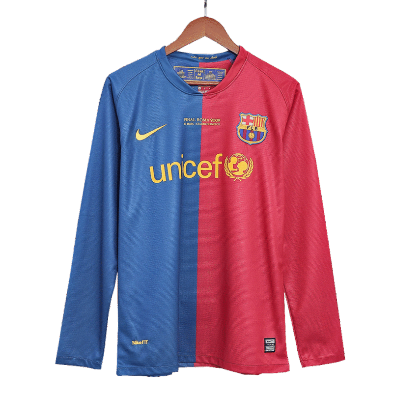 Vintage Soccer Jersey A.INIESTA #8 Barcelona Home Long Sleeve 2008/09 - UCL Final