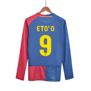 Vintage Soccer Jersey ETO'O #9 Barcelona Home Long Sleeve 2008/09 - UCL Final