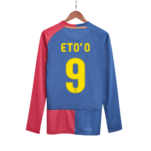 Vintage Soccer Jersey ETO'O #9 Barcelona Home Long Sleeve 2008/09 - UCL Final