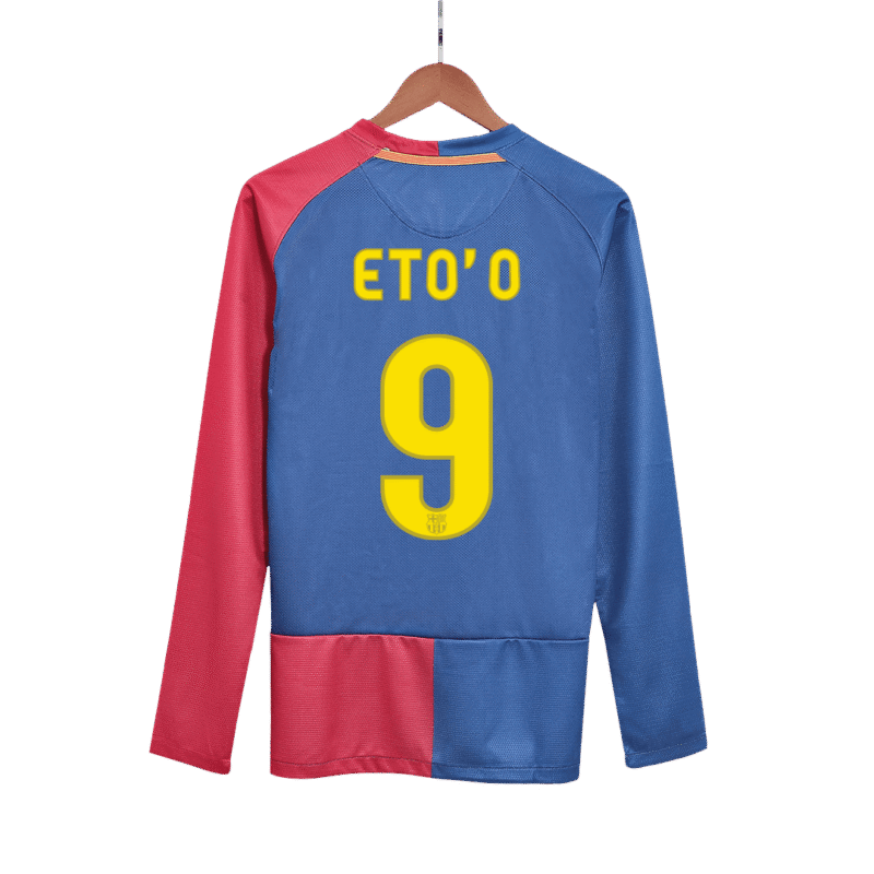 Vintage Soccer Jersey ETO'O #9 Barcelona Home Long Sleeve 2008/09 - UCL Final
