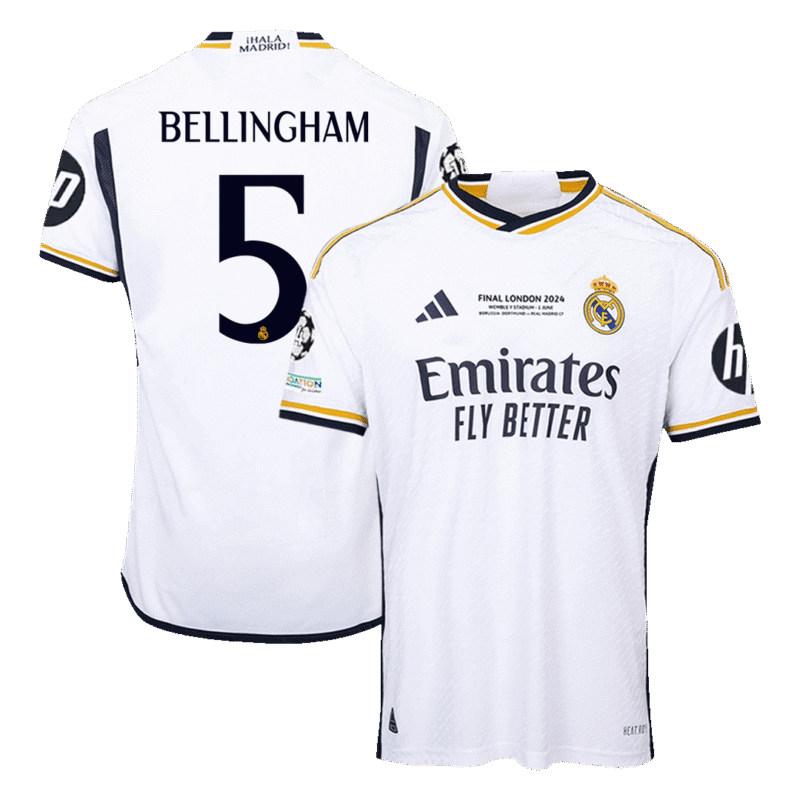 BELLINGHAM #5 Real Madrid Home Authentic Soccer Jersey 2023/24 - UCL FINAL