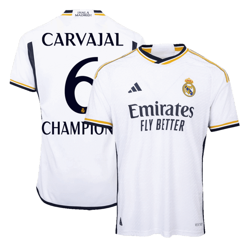 CARVAJAL #6 CHAMPIONS Real Madrid Home Authentic Soccer Jersey 2023/24