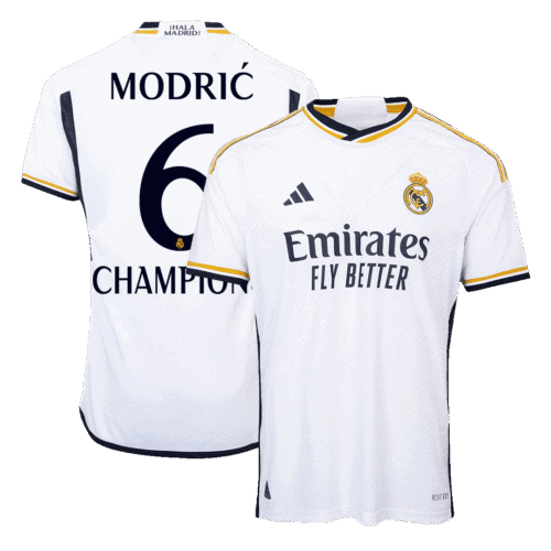 MODRIĆ #6 CHAMPIONS Real Madrid Home Authentic Soccer Jersey 2023/24