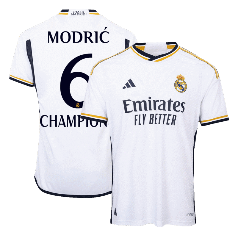 MODRIĆ #6 CHAMPIONS Real Madrid Home Authentic Soccer Jersey 2023/24