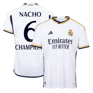 NACHO #6 CHAMPIONS Real Madrid Home Authentic Soccer Jersey 2023/24