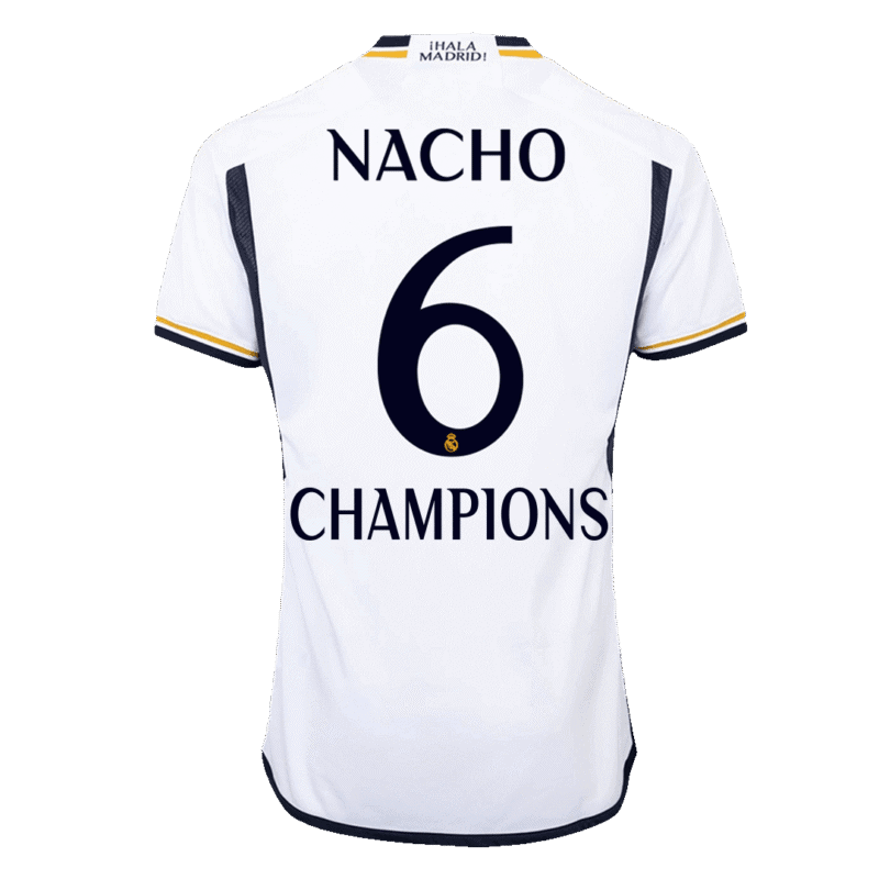 NACHO #6 CHAMPIONS Real Madrid Home Authentic Soccer Jersey 2023/24