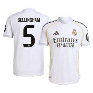 BELLINGHAM #5 Real Madrid Home Authentic Soccer Jersey 2025/26