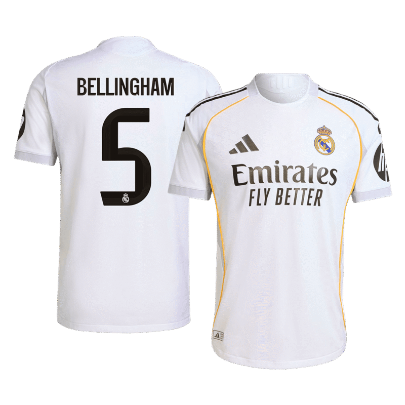 BELLINGHAM #5 Real Madrid Home Authentic Soccer Jersey 2025/26