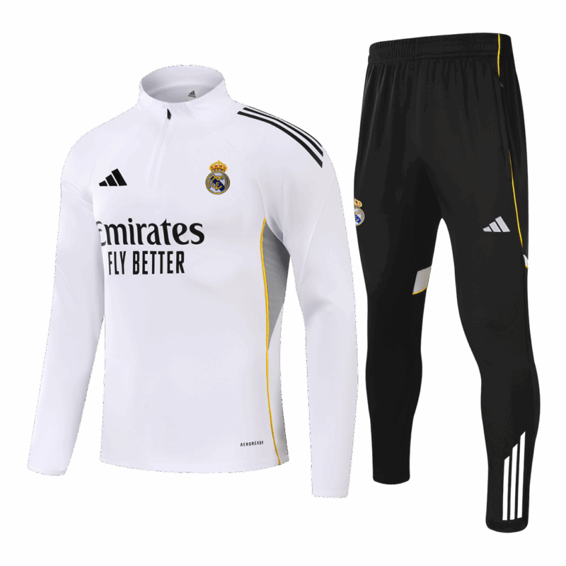 Kid's Real Madrid Zipper Sweatshirt Kit(Top+Pants) 25/26 White