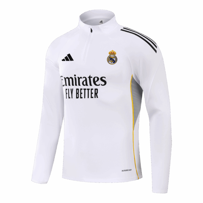 Kid's Real Madrid Zipper Sweatshirt Kit(Top+Pants) 25/26 White