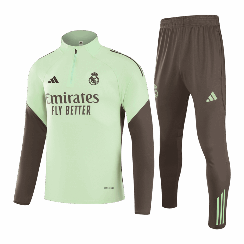 Kid's Real Madrid Zipper Sweatshirt Kit(Top+Pants) 25/26 Green