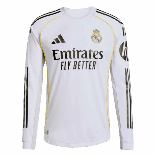 614109_1 Real Madrid Long Sleeve Home Soccer Jersey 2025/26