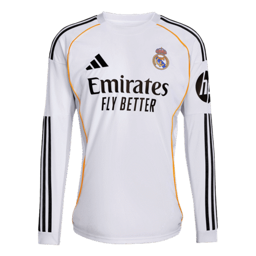 Real Madrid Home Long Sleeve Soccer Jersey 2025/26